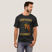 T-shirt Courageous In Christ Knight Cross Patriotic Usa Fl (Devant entier)