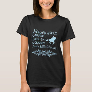 T-shirt Courageux cheval robuste fille en bleu clair Tee