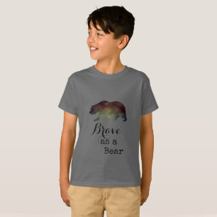 T-shirt Courageux comme un Ours Typographie Aquarelle