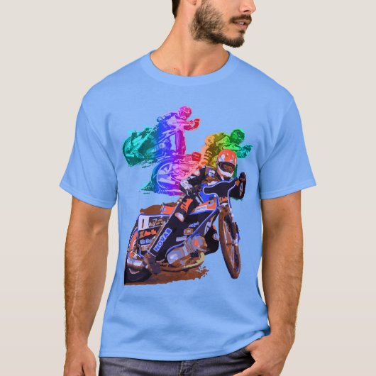 T-shirt Coureur bleu de moto de speed-way (Devant)