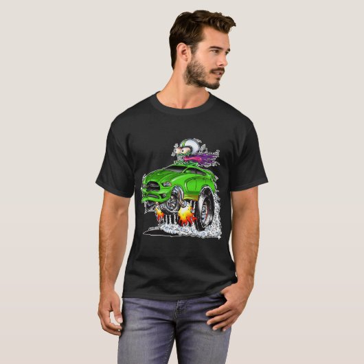 T-shirt Coureur chaud de monstre (vert) (Devant entier)