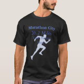 T-shirt coureur de marathon bleu personnalisé (Devant)