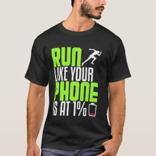 T-shirt Coureur Drôle Comme Téléphone Sur La Moitié Marath