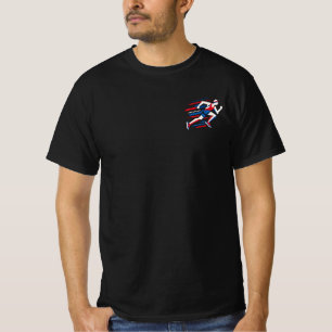T-shirt Coureurs Abstraits Rouge Blanc Bleu Course Géométr