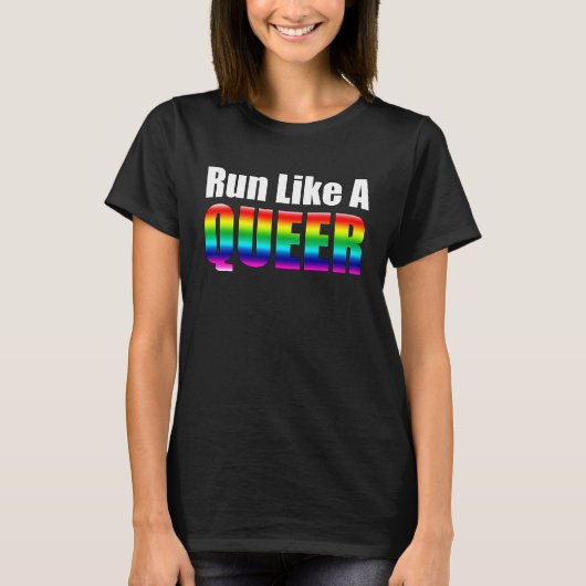 T-shirt Courez Comme Une Fierté Queer Rainbow Runner Race (Devant)