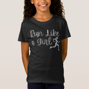 T-Shirt Courez Comme Une Fille Parties scintillant