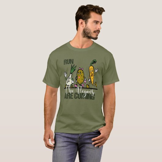 T-shirt Courez les végétaliens sont les légumes venants (Devant entier)