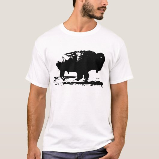 T-shirt Courir Buffalo Bison Pop Art (Devant)