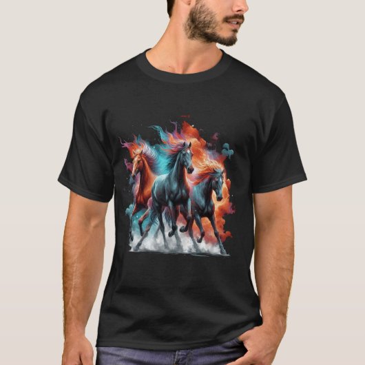 T-shirt Courir de feu de forêt, Gallopher Horses, Chevaux (Devant)