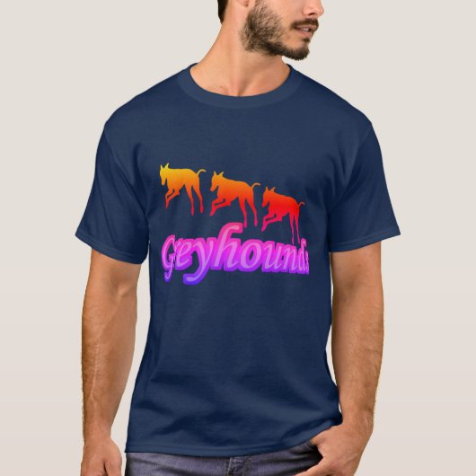 T-shirt Courir Greyhound Trio Silhouette Arc-en-ciel (Devant)