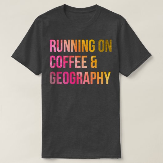 T-shirt Courir sur café et géographie en aquarelle (Design devant)
