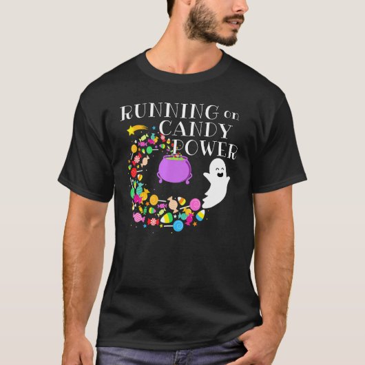 T-shirt Courir Sur Candy Power Happy Flying Ghost Hallowee (Devant)