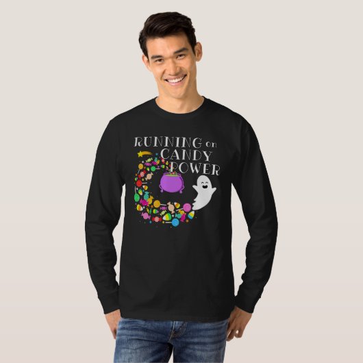 T-shirt Courir Sur Candy Power Happy Flying Ghost Hallowee (Devant entier)