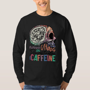 T-shirt Courir Sur Chaos Procrastination Caféine Squelette