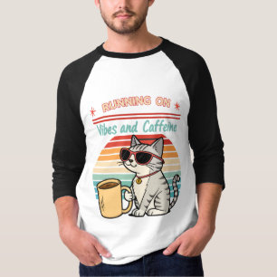 T-shirt Courir sur Vibes et Caféine - Cool Cat Retro
