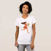 T-shirt Courir une femme avec des fleurs - Joie et liberté (Devant entier)