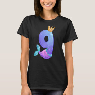T-shirt Couronne 9e anniversaire Reine Sirène 9 ans Ancien
