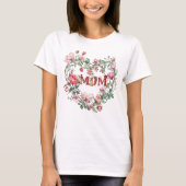 T-shirt Couronne de coeur florale - MOM (Devant)
