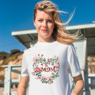 T-shirt Couronne de coeur florale - MOM