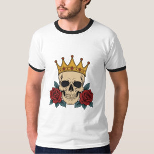 T-shirt Couronne de crâne gothique avec roses rouges – Bik