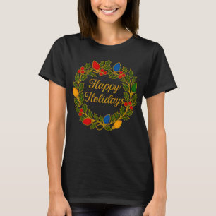 T-shirt Couronne de Fêtes de fin d'année Lumières de Noël