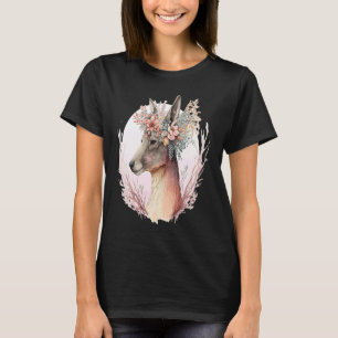 T-shirt Couronne de fleurs de kangourou à l'aquarelle Anim