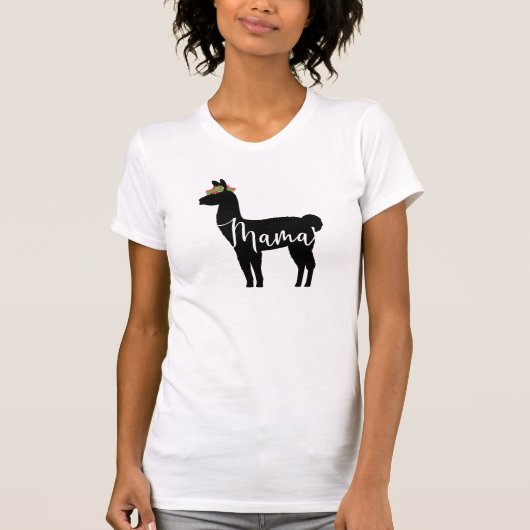T-shirt Couronne de maman Llama Black Succulent Floral (Devant)
