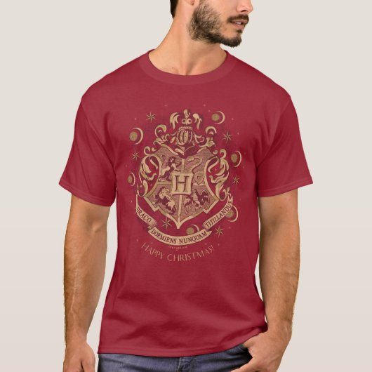 T-shirt Couronne de Noël au blason de Poudlard™ Rouge (Devant)