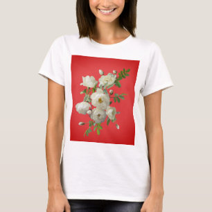 T-shirt Couronne de roses blanches sur un arrière - plan r