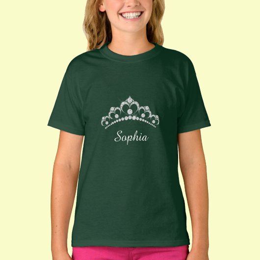 T-shirt Couronne diamant blanc, nom du script