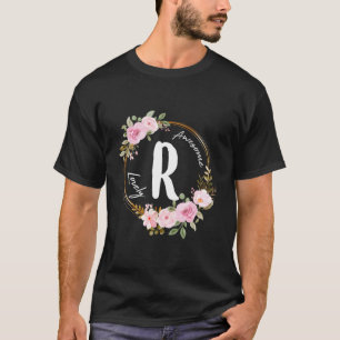 T-shirt Couronne florale de lettre R initiale R fête des m