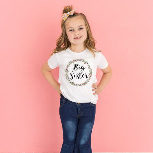 T-shirt Couronne florale Grande Sœur Filles