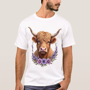 T-shirt Couronne florale vintage de vache des Highlands Mi