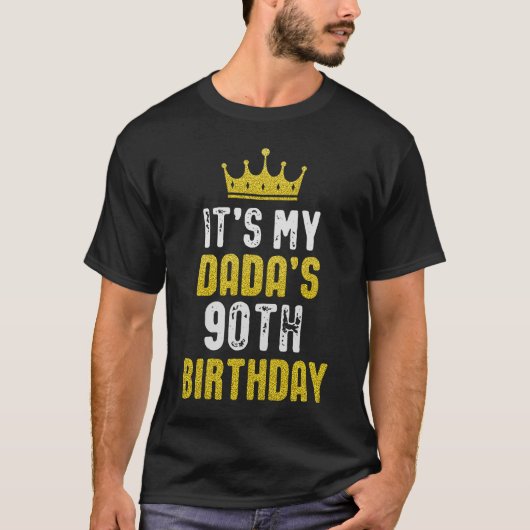 T-shirt Couronne Jaune 90e Anniversaire Pour Dada De Fils  (Devant)