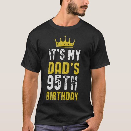 T-shirt Couronne Jaune 95e Anniversaire Pour Papa De Fils (Devant)