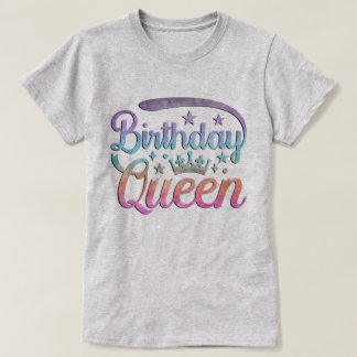 T-shirt Couronne Ombrée Aquarelle Pastel Reine d'Anniversa