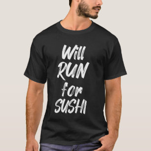 T-shirt Courra Pour Sushi Drôle Coureur Femme Semi-Maratho