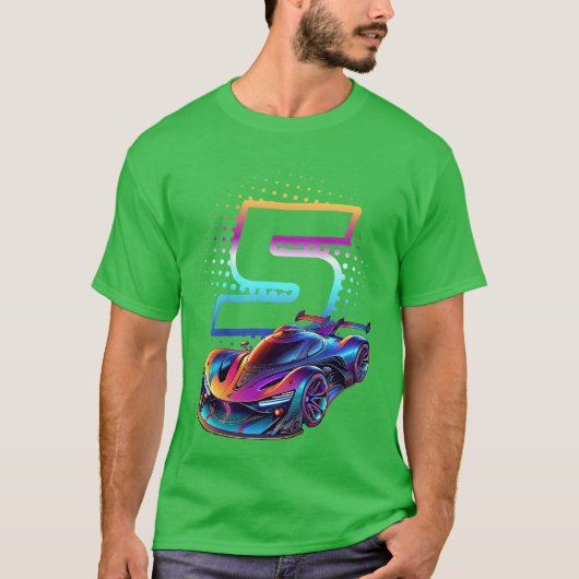 T-shirt Course 5 ans 5e anniversaire Futuristic Racing Rac (Devant)