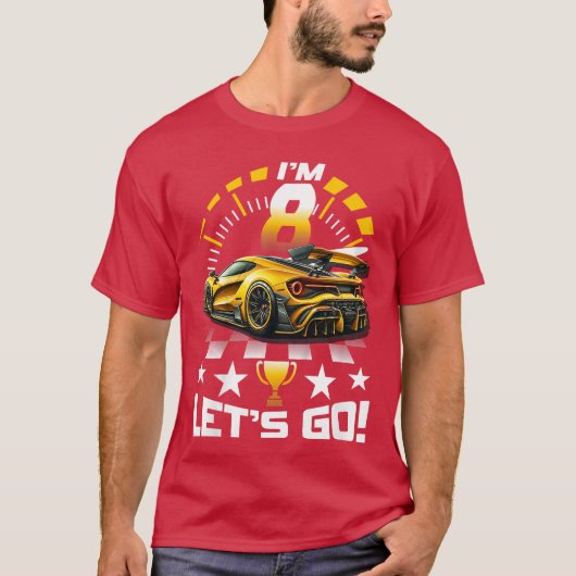 T-shirt Course 8 Ans 8e Anniversaire Gold Racing Rac (Devant)