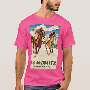 T-shirt Course À Cheval vintage Dans Le Sport De Neige Et