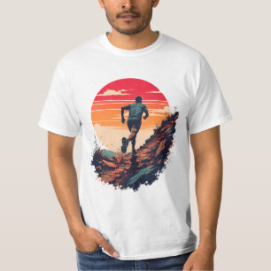 T-shirt Course à pied sur la montagne au coucher du soleil