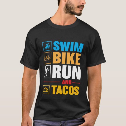 T-shirt Course à vélo de natation & Tacos (Devant)