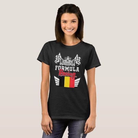 T-shirt Course automobile belge Belgique Drapeau Formule R (Devant entier)
