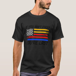 T-shirt Course automobile US Drapeau à damier Si t'es pas