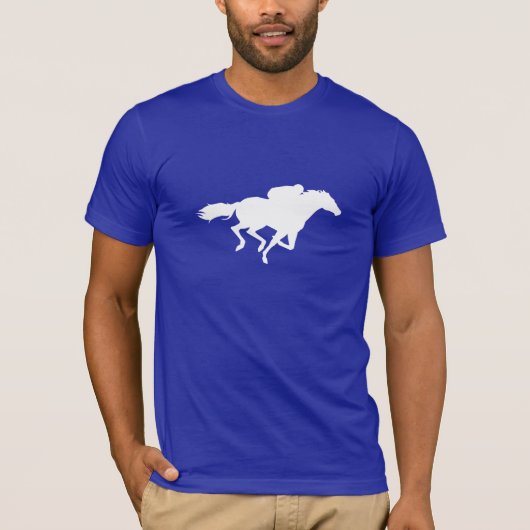 T-shirt Course de chevaux bleue (Devant)