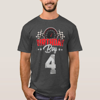 T-shirt Course de fête d'anniversaire de garçon de 4 ans É
