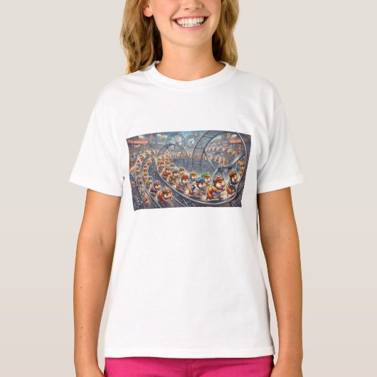 T-shirt Course de roue de hamsters mignons Graphique de sp (Devant)