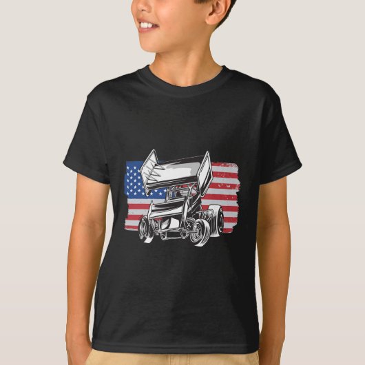 T-shirt Course de Sprint Car Drapeau Usa (Devant)