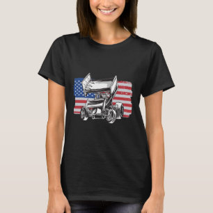 T-shirt Course de Sprint Car Drapeau Usa