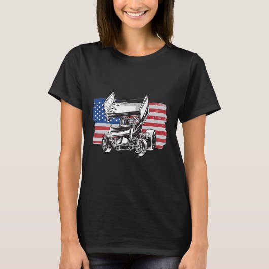 T-shirt Course de Sprint Car Drapeau Usa (Devant)